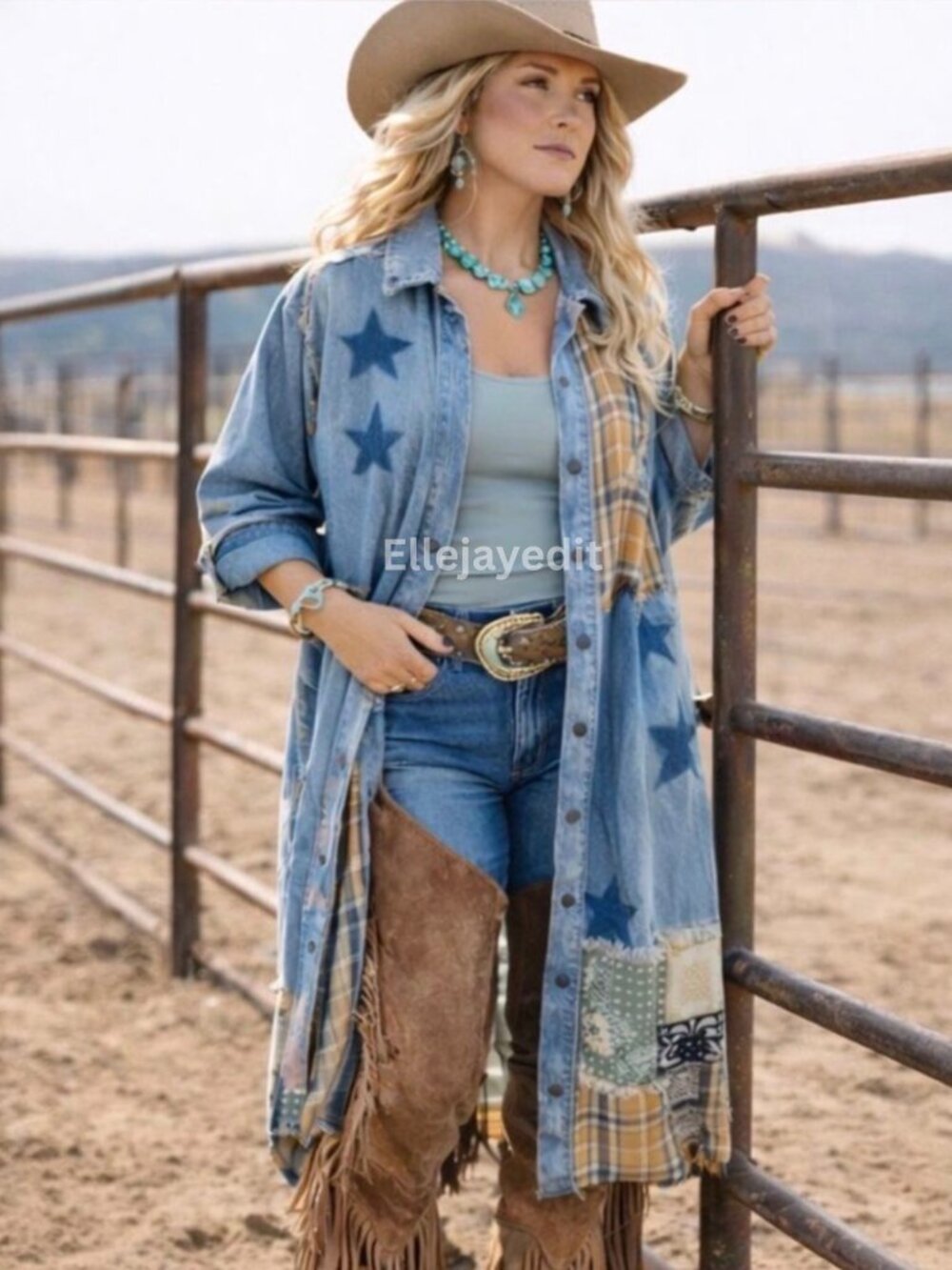 POL Monroe Patchwork Denim Duster Jacket NWT Small
